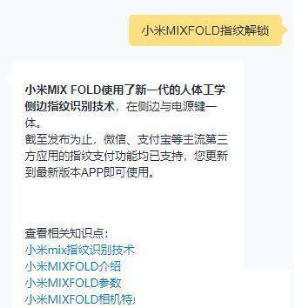 小米MIXFOLD有指纹解锁吗